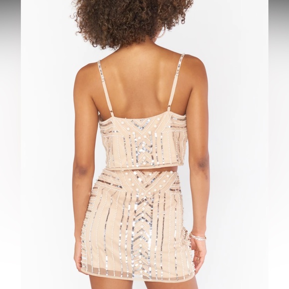 New Show Me Your Mumu white beaded sequin Pearly Top - Picture 4 of 4